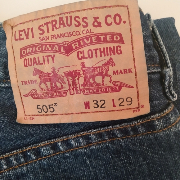 Levi's 505 Blue Regular Fit Boot Cut 100% Cotton Jeans sz 32 x 29 - Picture 6 of 6